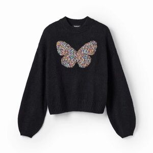 Desigual chunky knit butterfly pullover NWT